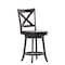 Flash Furniture Felicity Wood Crossback Swivel Counter Hght Barstool w/Padded Blk LeatherSoft Seat, Gry Wsh Walnut ES-UN1-24-GY-GG - alternate 6